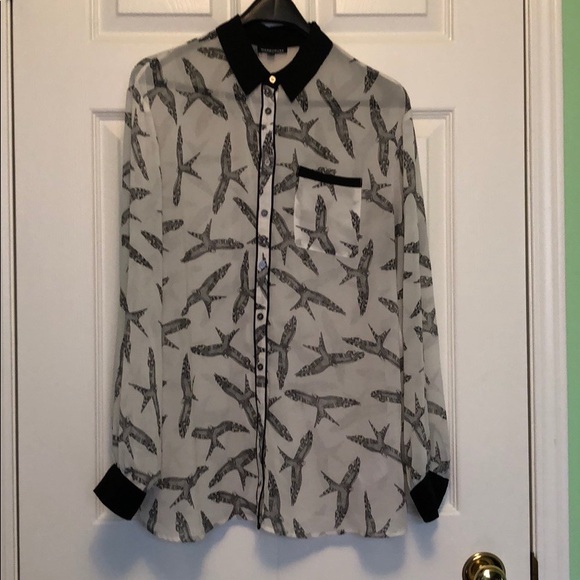 Worn Once Sheer Bird Patterned Blouse - Picture 5 of 5